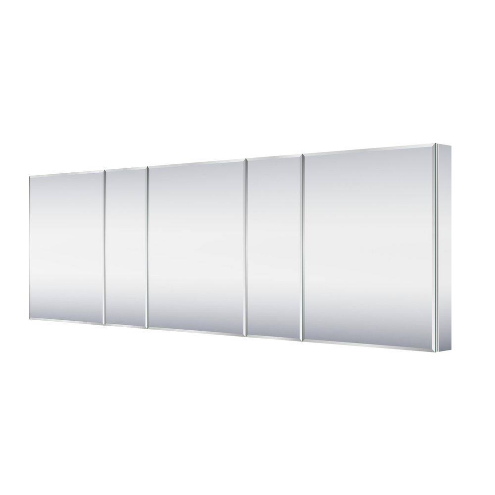 BEV 96 in. W x 30 in. H Rectangular Aluminum Tri-View Modular Medicine Cabinet with Beveled-Edge Mirror, BLUM Soft-Close price history on PriceWatchPro