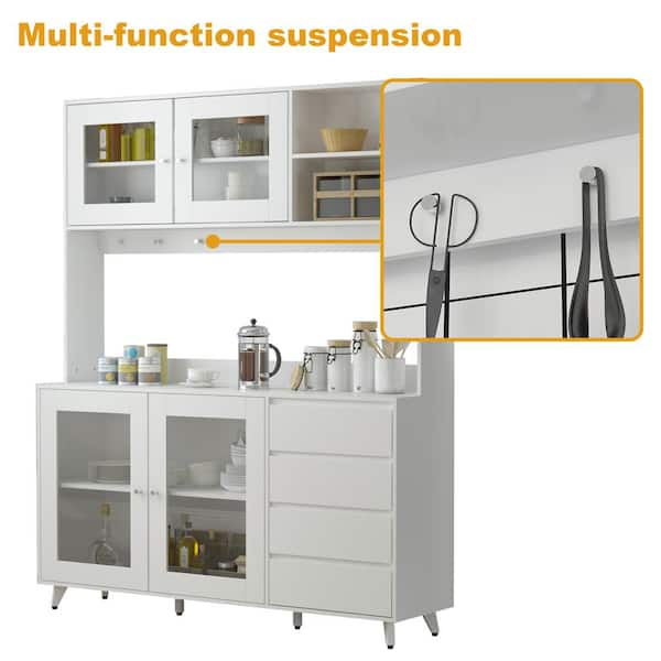 Multifunctional Kitchen Shelf with Charging Board and Hooks - On