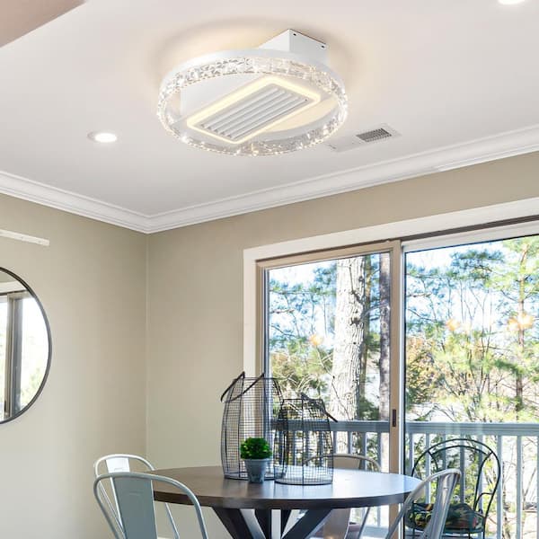 20 in. Indoor Clear Morden Low Profile Flush Mount Standard Ceiling Fan with Remote Control and Dimmable LED