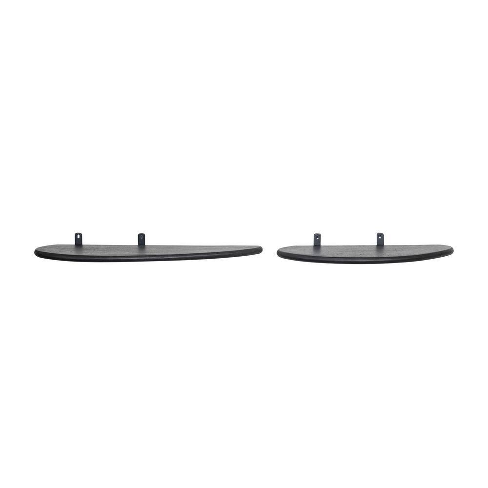 24'' Black Iron and Wood Floating Wall Shelves, Set of 2