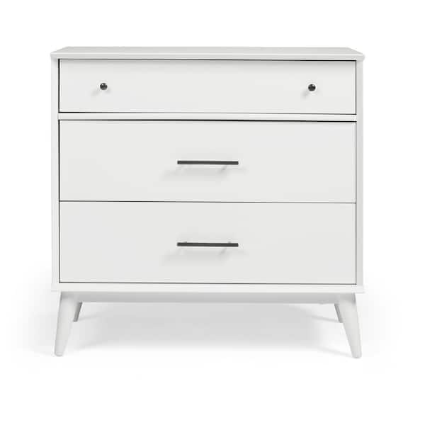 Camaflexi Mid-Century 3-Drawer White Dresser 36 in. x 36 in. x 18