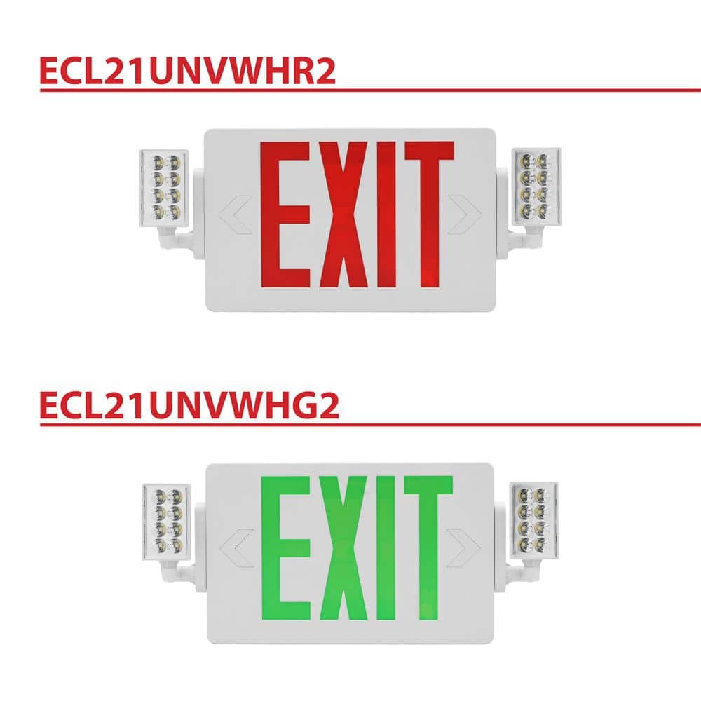 Slim Green LED Emergency Exit Sign with Battery Backup