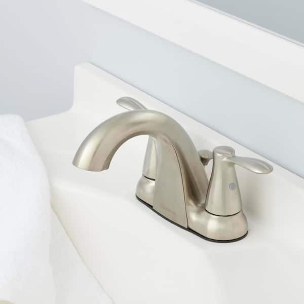 Gable 4 in. Centerset 2-Handle Mid-Arc Bathroom Faucet in Brushed Nickel