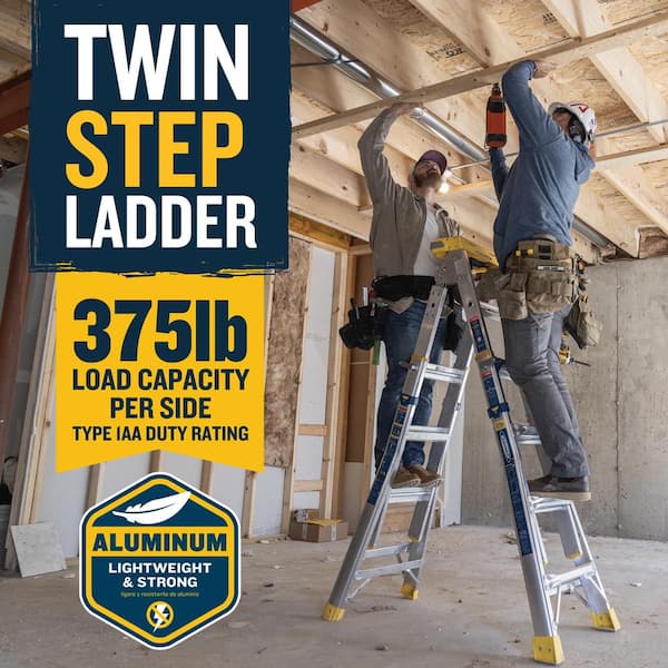 Werner 18 ft. Reach Aluminum 6-in-1 Multi Position Ladder with 375