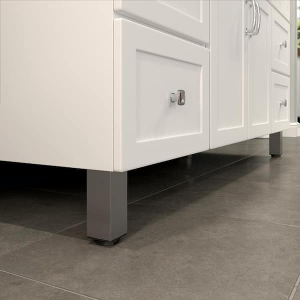 (4-Pack) 4 3/4 in. (120 mm) Stainless Steel Metal Square Furniture Leg with Leveling Glide