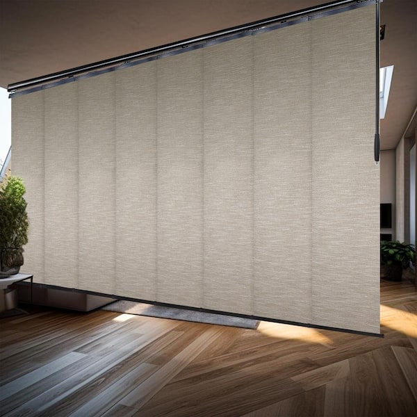 Hemp 130 in. to 175 in. W x 94 in. L Adjustable 8- Panel Black Double Rail Panel Track with 23.5 in. Slates