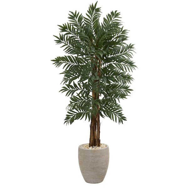 Nearly Natural 5 ft. High Indoor Parlor Palm Artificial Palm Tree in Decorative Planter