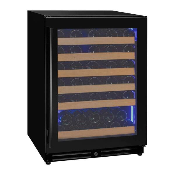 Allavino 56-Bottle Single Zone Right Hinge Wine Cellar Cooling Unit in Black Glass