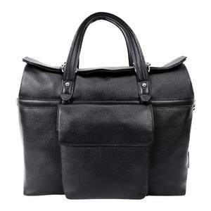Edgefield 17 in. Black Pebble Grain Calfskin Leather Roll Top Laptop Briefcase