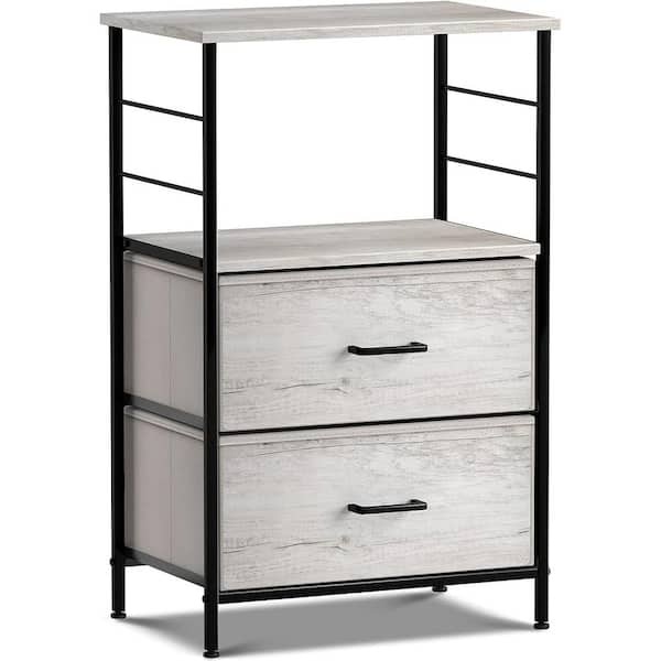 2-Drawer Greige Nightstand 33.75 in. H x 21.62 in. W x 11.75 in. D