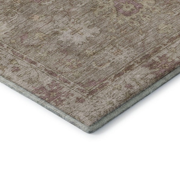 Mayfield Premium Machine Washable Abstract AMF2051 Khaki 3 ft. x 5 ft. Area Rug