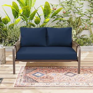 46 in. x 26 in. Outdoor Patio Replacement Loveseat Cushion Set with Backrest Navy