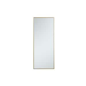 Timeless Home 24 in. W x 60 in. H x Contemporary Metal Framed Rectangle Brass Mirror