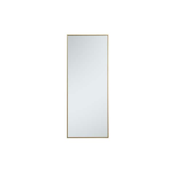 Unbranded Timeless Home 24 in. W x 60 in. H x Contemporary Metal Framed Rectangle Brass Mirror