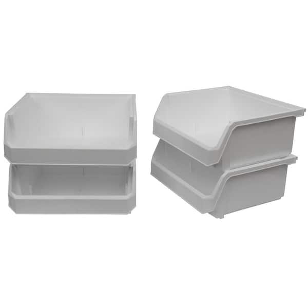 Extra Large 16.5" D x 14.75" W x 26.75" H White Plastic Stackable Storage Bin Containers for Organizing (4-Pack)