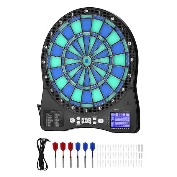 Electronic Dart Board, Cricket Scoring LCD Screen-Supports Up to 8 Players, LED-Illuminated Target Dartboard