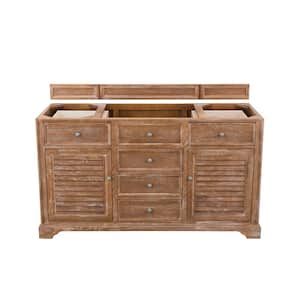 Savannah 59.5 in. W x 23.5 in. D x 32.8 in. H Single Vanity Cabinet Without Top in Driftwood