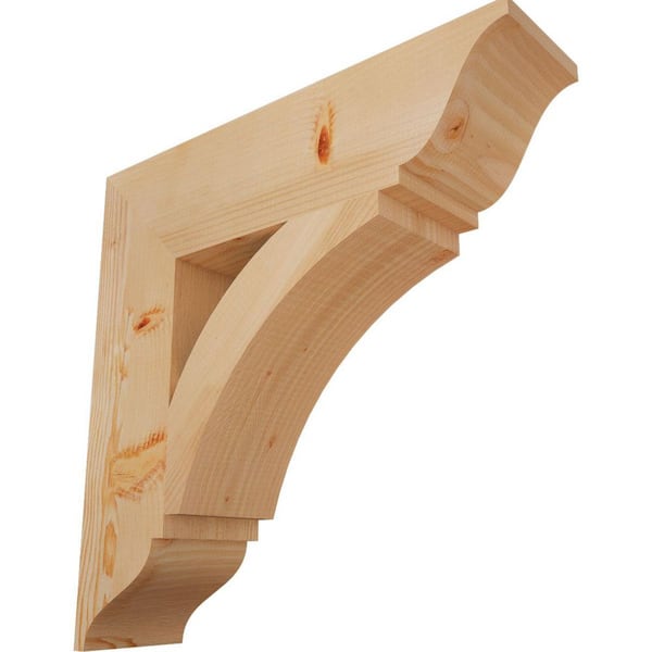 Ekena Millwork 5.5 in. x 24 in. x 24 in. Douglas Fir Thorton Traditional Smooth Bracket
