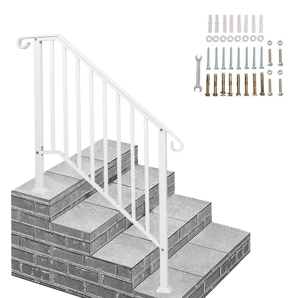 3-4 Step White Wrought Iron Handrail Kit for Outdoor Steps Concrete Steps and Wooden Stairs (1-Pack) price history on PriceWatchPro