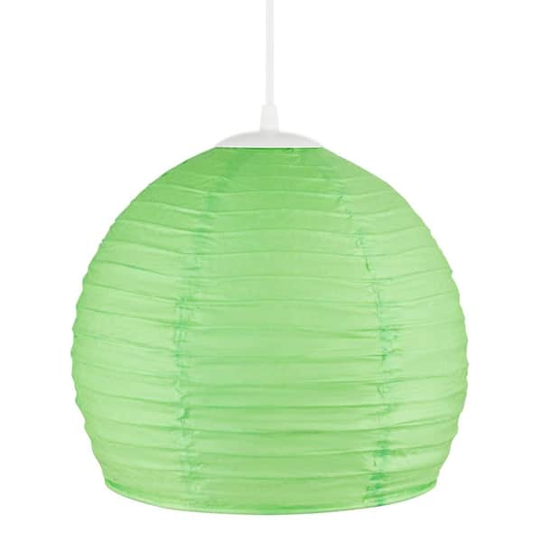 Hampton Bay Elmore 1-Light Green Pendant Light with Paper Shade