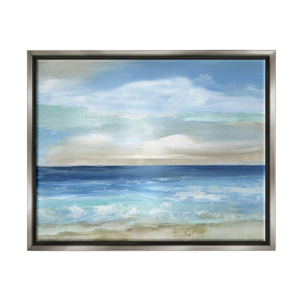 The Stupell Home Decor Collection Crashing Ocean Ripples Scenery Design By Nan Floater Framed Nature Art Print 21 in. x 17 in.