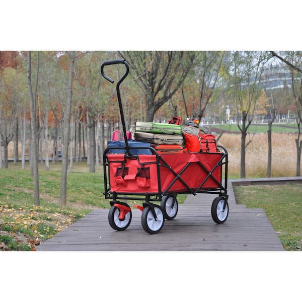 Red Folding Wagon Garden Shopping Beach Cart