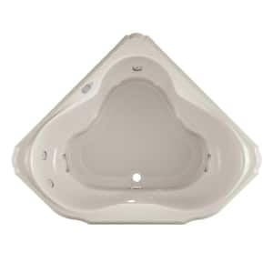 MARINEO 60 in. x 60 in. Neo Angle Combination Bathtub with Center Drain in Oyster