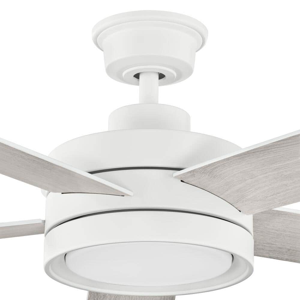 Baxtan 56" Matte White and Soft Oak Glazed Ceiling Fan with LED Light and Remote
