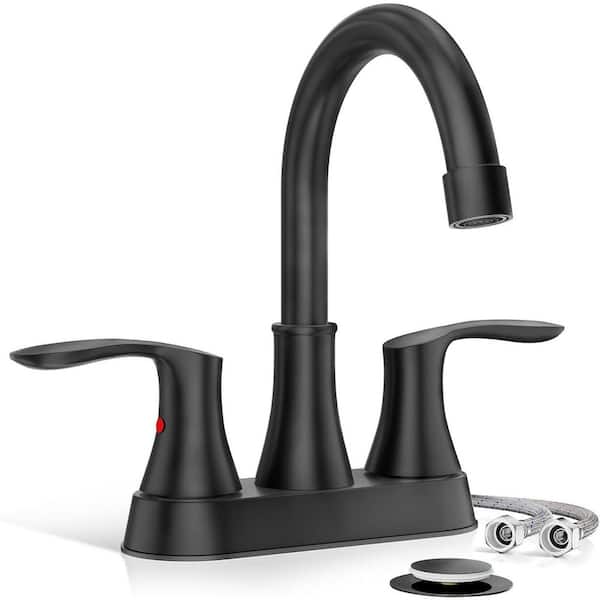 4 Inch Centerset Bathroom Sink Faucet Double Handle Bathroom Faucet With Pull Out Sprayer Bathroom Faucet With Dual Lever Handle Vanity Tap With 2 Hole