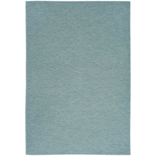 Nourison Washable Solutions Aqua 6 ft. x 9 ft. Diamond Contemporary Area Rug