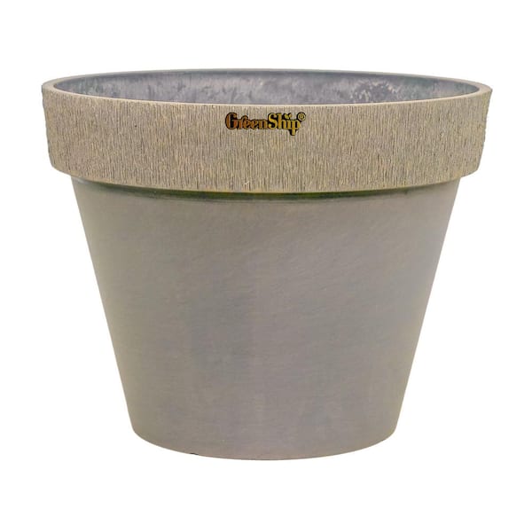 GreenShip Drizzle Standard 19.7 in. W x 15.8 in. H Pale Clay Indoor/Outdoor Resin Decorative Planter 1-Pack
