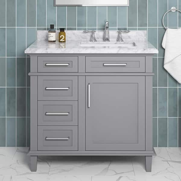 Sonoma 36 in. Single Sink Pebble Gray Bath Vanity with Carrara Marble Top (Assembled)