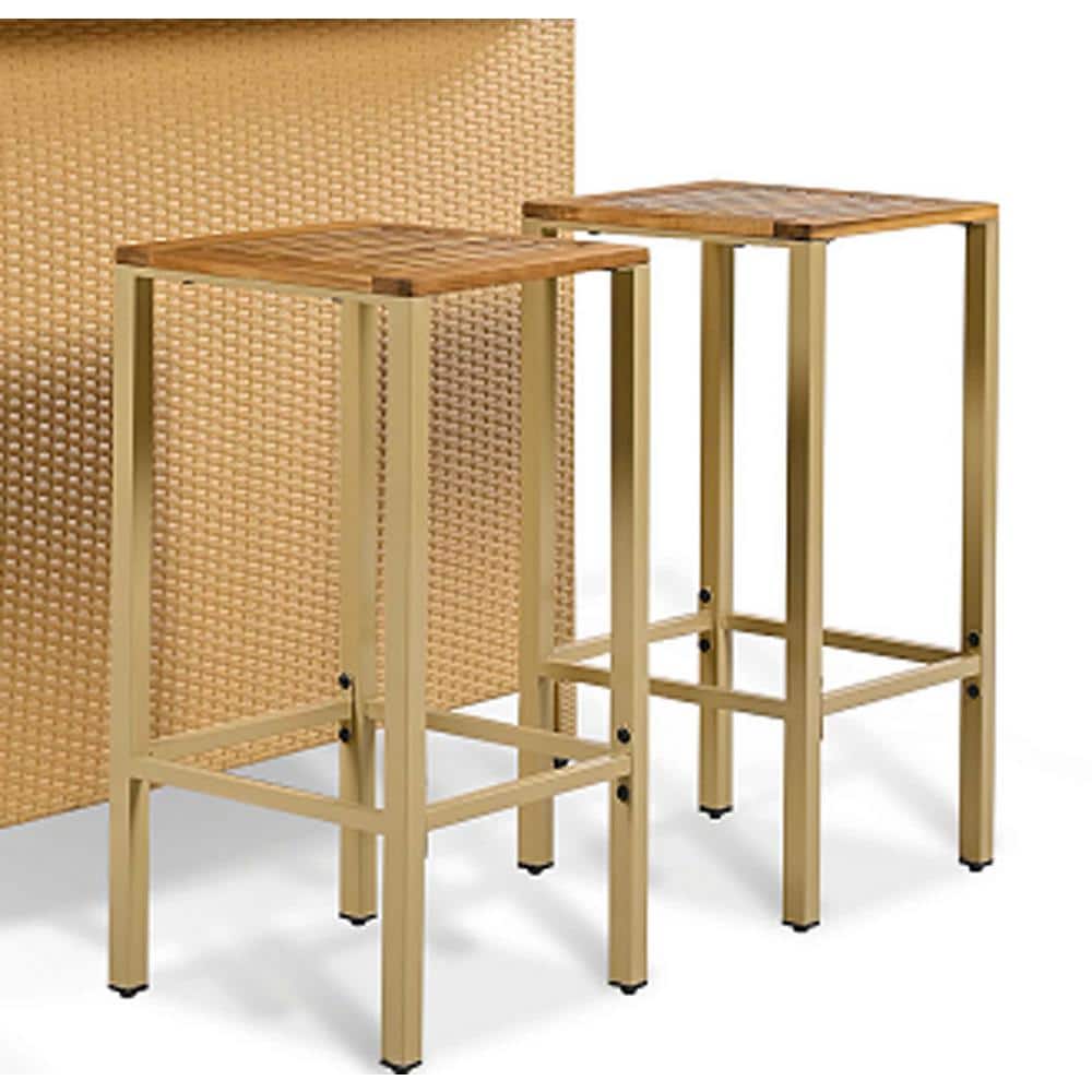 3-Piece Beige and Brown Wood Outdoor Bar Set with Canopy
