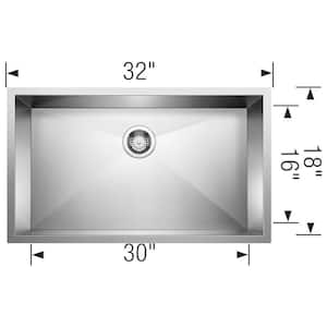 Precision Satin Polished Stainless Steel 32 in. Single Bowl Undermount Kitchen Sink