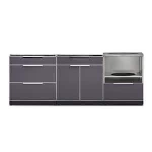 Slate Gray 3-Piece 92 in. W x 36.5 in. H x 24 in. D Outdoor Kitchen Cabinet Set without Counter Tops