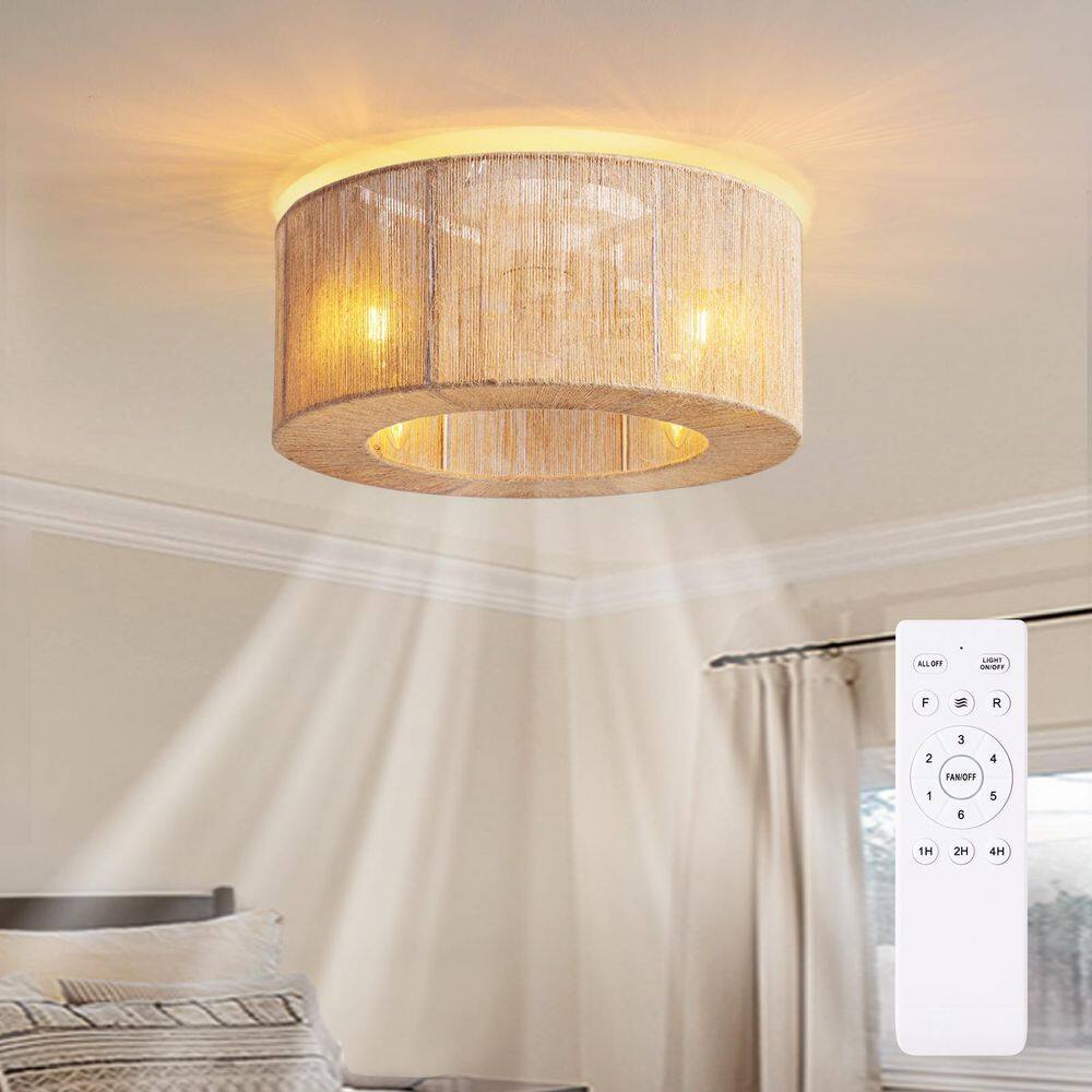 17.7 in. Indoor Boho Caged White Low Profile Flush Mount Ceiling Fan With Remote Included With No Bulbs price history on PriceWatchPro