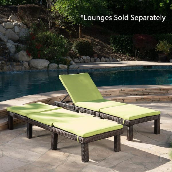 Noble House Caesar Green Outdoor Patio Chaise Lounge Cushion (2-Pack)