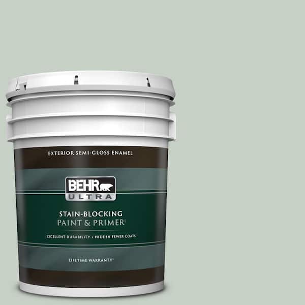 BEHR ULTRA 5 gal. #N400-2 Frosted Sage Semi-Gloss Enamel Exterior Paint & Primer