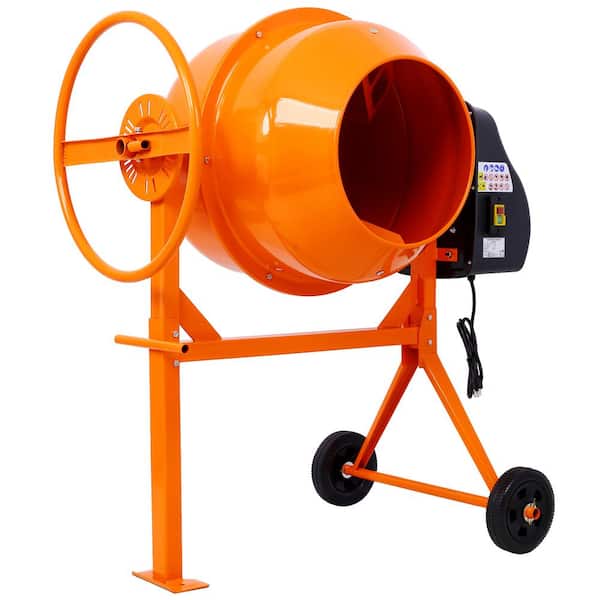 Orange Cement Mixer 5 Cu. ft. Electric Concrete Mixer Machine 650 Watt AC Motor Portable Pow