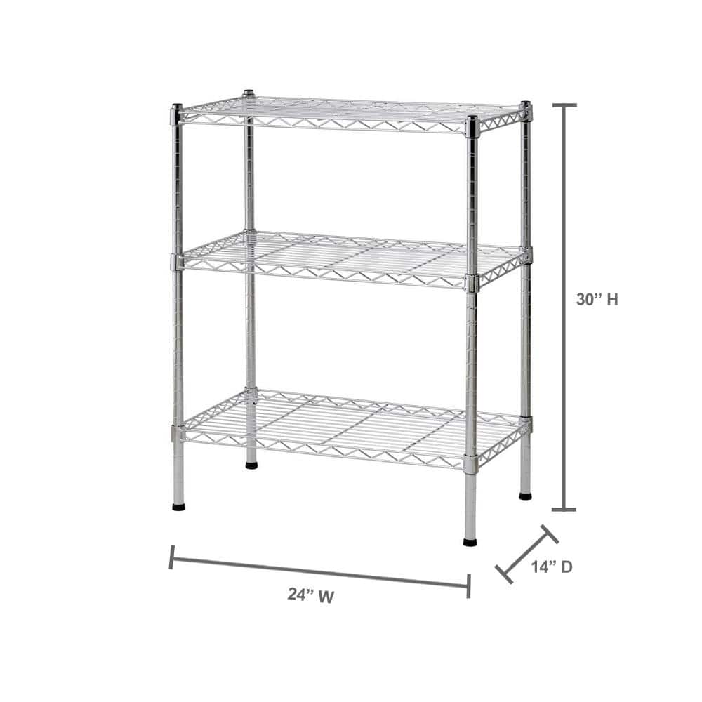 Chrome 3-Tier Steel Wire Shelving Unit for Kitchen and Garage