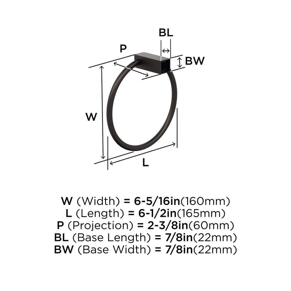 Oil-Rubbed Bronze 6-1/2 Inch Wall Mounted Towel Ring