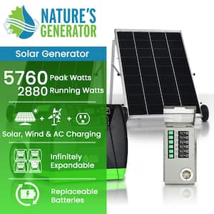 ELITE 3600-Watt/5760W Peak Push Button Start Solar Powered Portable Generator with 2 100W Panels, 1 Power Transfer Kit