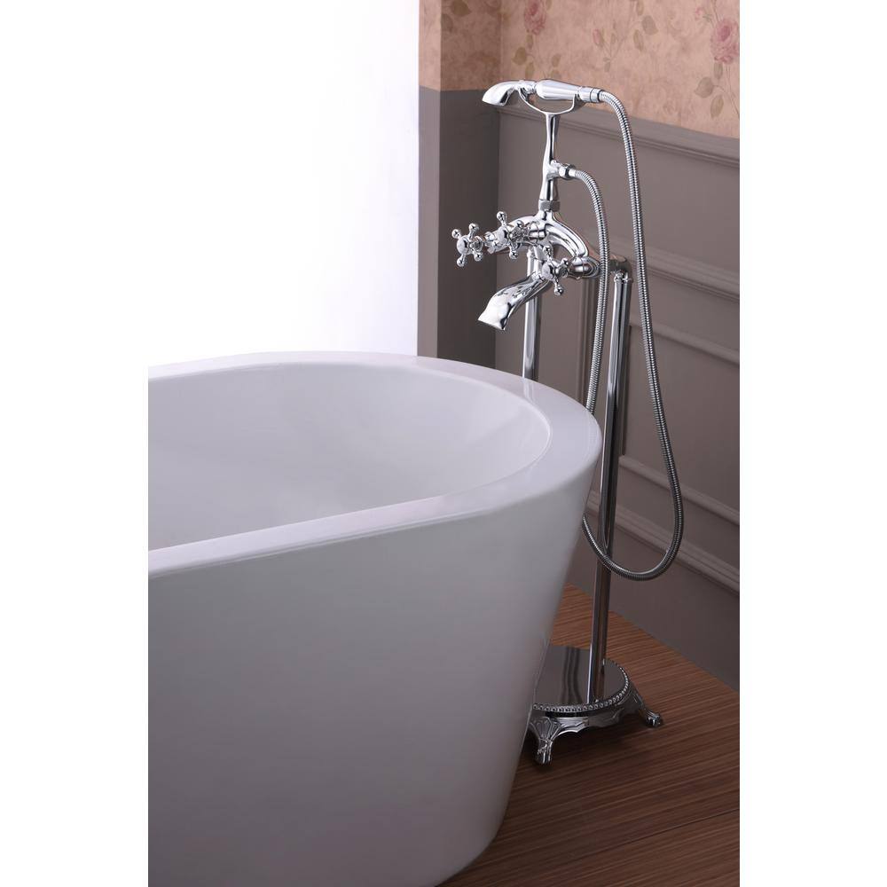 Polished Chrome 3-Handle Clawfoot Tub Faucet with Hand Shower