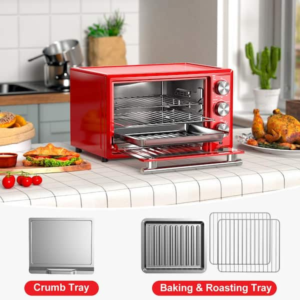 Galanz 1500 W 25L Retro Red Convection Toaster Oven With Air Fry 