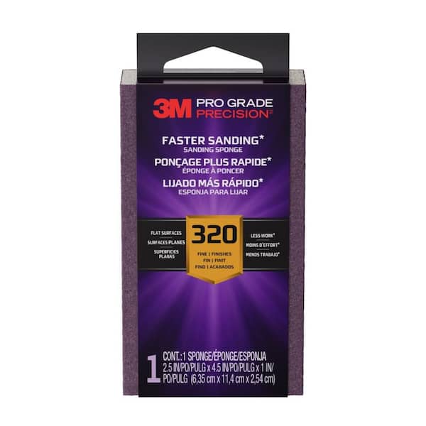 Pro Grade Precision 2.5 in. x 4.5 in. x 1 in. 320 Grit Faster Sanding Sanding Block Sponge (1-Pack)