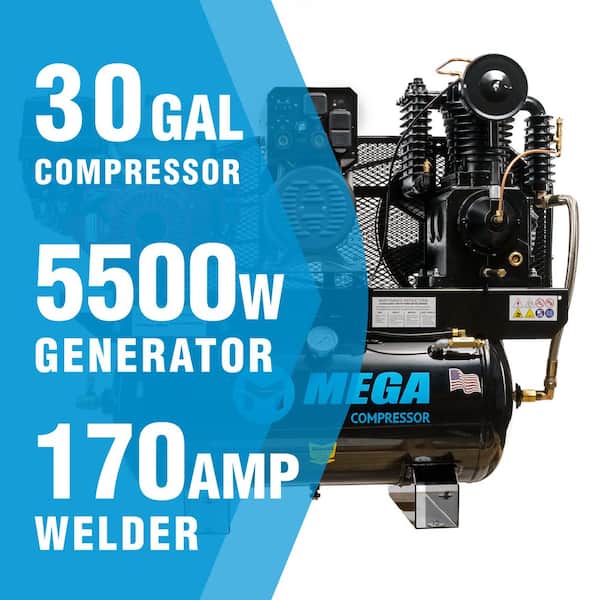 30 Gal. 175 PSI Portable Honda Electric Start 3-In-1 Air Compressor, Generator, Welder Combo