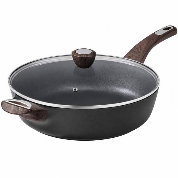 12 in. Nonstick Frying Pan in Classic Black with Lid, 5-Qt Deep Saute Pan for Home Kitchen and Restaurant Cooking