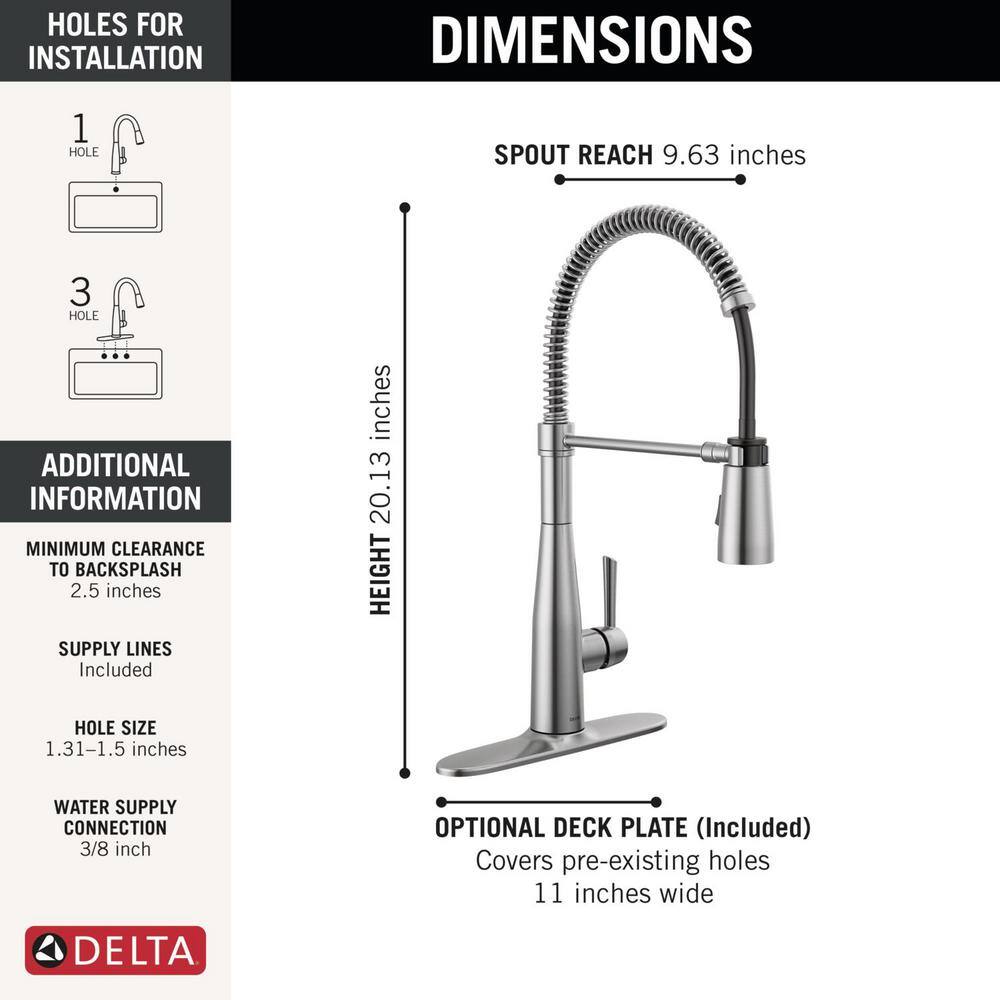 Arctic Stainless Steel Single-Handle Pull-Down Spring Kitchen Faucet