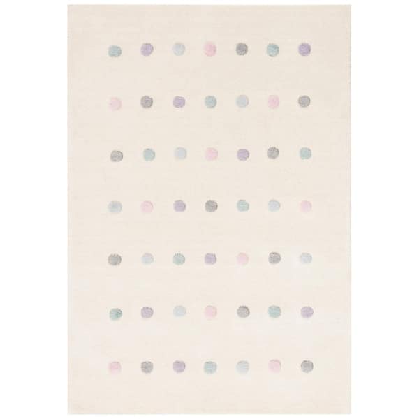 Kids 3 ft. x 5 ft. Ivory Polka-Dot Area Rug