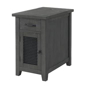 Rustic 16 in. Grey Chairside End Table with Power